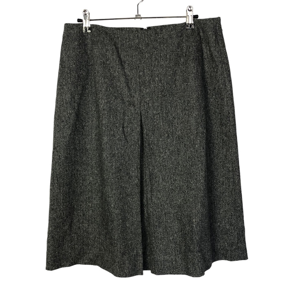 Eddie Bauer Gray Herringbone Wool Blend A-Line Knee Length Skirt 10